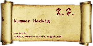 Kummer Hedvig névjegykártya